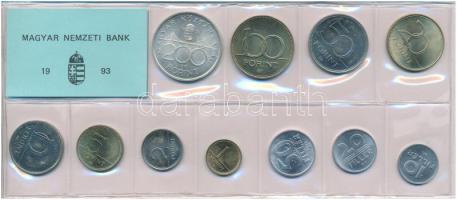 1993. 10f-200Ft (11xklf) forgalmi sor fóliatokban, benne 1993. 200Ft Ag "MNB" T:UNC