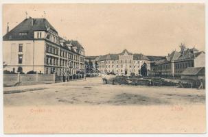 1906 Lőcse, Levoca; Erzsébet tér, Törvényszék, leányiskola. Singer kiadása / square, court, girls' school (EK)