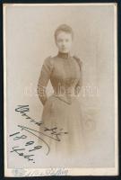 1899 Domahidy Elemérné Schöpfling Amália, keményhátú fotó Huszty Zoltán nagykárolyi műterméből, 10,5×6,5 cm