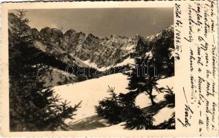 1934 Tátra, Magas-Tátra, Vysoké Tatry; Zelené pleso / Zöld tó télen / lake in winter. photo + Zelené Pleso Gürner See Zöld tó"