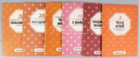 Biofüzetek 6 (2,3,14, 20, 28, 29) száma:  Méreg nélkül, Talajművelés másképpen, Szentendrey Géza: A madarak, Galambosi - Lévai - Őrsi: Mérgező növények, Sziráki György: Növényvédelem feromonos rovarcsapdákkal, Budai Csaba - Polgár László: Fürkészdarazsak a növényházakban. Bp., 1986-1988, Mezőgazdasági. Kiadói papírkötés.