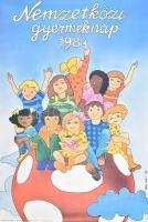 Varga Judit (1950-): Nemzetközi gyermeknap, 1981. Plakát. Feltekerve. Széleinél kissé gyűrött 70x100 cm