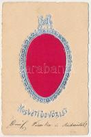 1903 Húsvéti üdvözlet, dombornyomott piros textil tojással / Easter greeting art postcard, with Emb. red textile egg (EM)