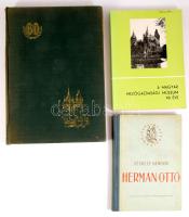 Vegyes könyvtétel, 3 db:  A Magyar Mezőgazdasági Múzeum 90 éve. Szerk.: Szabó Loránd. Bp., 1986, Magyar Mezőgazdasági Múzeum, 205 p. Megjelent 600 példányban. Kiadói papírkötés.;  S. Szabó Ferenc: A hatvanéves Mezőgazdasági Múzeum. 1896-1956. Bp., 1956, Magyar Mezőgazdasági Múzeum, 242+1 p. Megjelent 1100 példányban. Kiadói egészvászon-kötés, kopott borítóval, laza, sérült fűzéssel, kissé kopott borítóval.;  Székely Sándor: Herman Ottó. Bp., 1955, Művelt Nép, 139+1 p. Kiadói félvászon-kötés.;