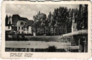 1918 Pöstyén, Piestany; Vágvölgy / Waagtal / Váh riverside, bridge