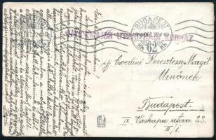 1914 Bérmentesítés nélkül feladott képeslap "VÁROSMAJOR UTCAI HADI KÓRHÁZ"