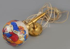 Falikar, jelzett kézzel festett üvegbúrával, h: 30 cm