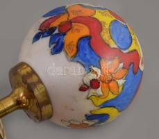 Falikar, jelzett kézzel festett üvegbúrával, h: 30 cm