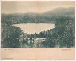Tusnádfürdő, Baile Tusnad; Szent Anna tó. Brunner Lajos kiadása. 2-részes kihajtható panorámalap / Lacul Sfanta Ana / lake, spa. 2-tiled folding panoramacard (fa)