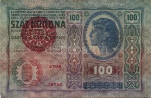 1912 100K "Magyarország" piros körbélyegzővel T:II-