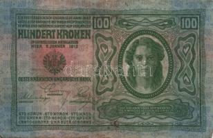1912 100K "Magyarország" piros körbélyegzővel T:II-