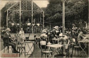 1909 Budapest V. Erzsébet téri kioszk, katonazenekar (EK)