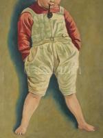 Jelzés nélkül: Pipázó kisfiú. Olaj, vászon. 44x29 cm