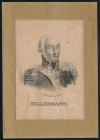 cca 1800 François Christophe Kellermann francia tábornok (1735-1820) litográfia, kartonra ragasztva, kissé foltos, 14×9 cm