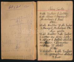 cca 1900 Kézzel írt német nyelvű receptfüzet, ázásnyomokkal