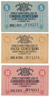 Olaszország 1918. Velence / Osztrák-magyar megszállás 5c + 10c + 50c T:XF-VF  Italy 1918. Venice / Austro-Hungarian occupation 5 Centesimi + 10 Centesimi + 50 Centesimi C:XF-VF  Krause P#M1, P#M2, P#M3