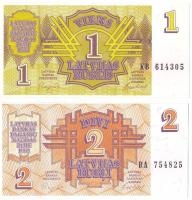 Lettország 1992. 1R + 2R T:AU Latvia 1992. 1 Rublis + 2 Rublis C:AU Krause P#35, P#36