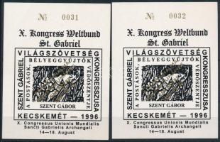 1996 Pannonhalma emlékív arany felülnyomattal 2 db sorszámkövető fekete emlékív (No. 0031, 0032)