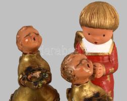 3 darab éneklő angyal figura, közte kerámia, jelzett, m: 15 cm alatt
