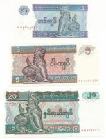 Mianmar 1994-1997. 1K + 5K + 20K T:UNC Myanmar 1994-1997. 1 Kyat + 5 Kyat + 20 Kyat C:UNC Krause P#69, P#70, P#72