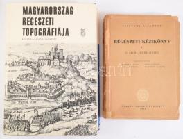 Komárom megye régészeti topográfiája. Esztergom és a dorogi járás. Szerk.: Torma István. Írta: Horváth István, H. Kelemen Márta, Torma István. Magyarország régészeti topográfiája 5. köt. [Archaeological sites of Hungary.] Főszerk.: Gerevich László.  Bp., 1979., Akadémiai Kiadó, 455 p.+1 t.+6 (térkép-mellékletek) t. Gazdag fekete-fehér képanyaggal illusztrált. Kiadói aranyozott egészvászon-kötés, szakadt, javított, karcos, kiadói papír védőborítóban, az elülső tábla belsején és az elülső szennylapon firkával, ceruzás aláhúzásokkal. + Régészeti kézikönyv. Gyakorlati régészet. Szerk.: Banner János, László Gyula, Méri István, Radnóti Aladár. Bp., 1954, Tankönyvkiadó, 443 p.+XLII t. Megjelent 1500 példányban. Kiadói papírkötés, sérült gerinccel és kötéssel, megviselt állapotban.