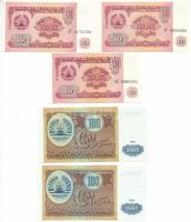 Tadzsikisztán 1994. 10R (3x) + 100R (2x) T:UNC,AU Tajikistan 1994.10 Rubles (3x) + 100 Rubles (2x) C:UNC,AU Krause P#3, P#6