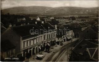 1931 Siklós, Siklósi Takarékpénztár, gyógyszertár, Bárány Sándor és Társa, Spitzer Manó, Beftán Antal, Sebők Ferenc üzlete. Özv. Böbl Nándorné és fia kiadása