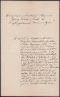 1901 Horkai báró Horeczky Ferenc (1819-1904) pozsonyi (Felvidék) prépost-kanonok saját kézzel aláírt, öregség miatt írnok által kézzel írt üdvözlő levele Vaszary Kolos bíborosnak névnapja alkalmából, hajtott, jó állapotban, 2p