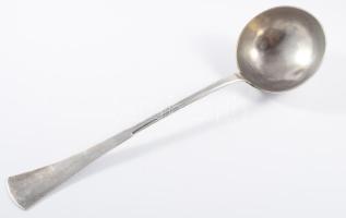 Ezüst (Ag) merőkanál jelzett, Pest, 1872-1937 közötti fémjel, 800 ezrelékes ezüst, nettó 171g