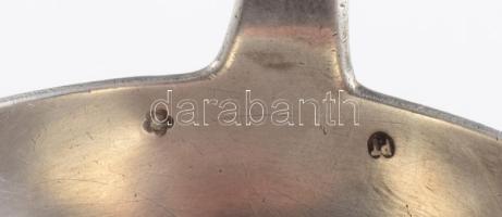 Ezüst (Ag) merőkanál jelzett, Pest, 1872-1937 közötti fémjel, 800 ezrelékes ezüst, nettó 171g