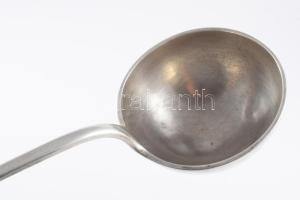 Ezüst (Ag) merőkanál jelzett, Pest, 1872-1937 közötti fémjel, 800 ezrelékes ezüst, nettó 213g