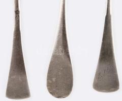 6 darab ezüst (Ag) teás kanál, Pest, Bécs 1872-1922/37 közötti fémjelek, 800 ezrelékes ezüst, nettó ...