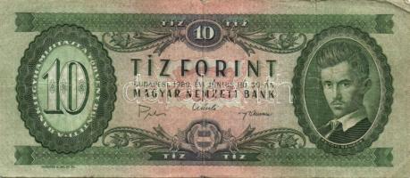 11db magyar pengő és forint bankjegy tétel, benne: 1969. 10Ft (3x), 1980. 20Ft (3x), 1936. 10P, 1944...