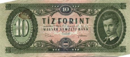 11db magyar pengő és forint bankjegy tétel, benne: 1969. 10Ft (3x), 1980. 20Ft (3x), 1936. 10P, 1944...