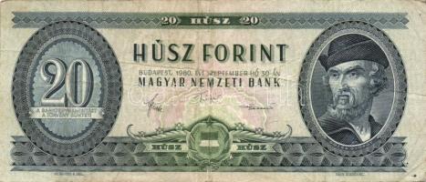 11db magyar pengő és forint bankjegy tétel, benne: 1969. 10Ft (3x), 1980. 20Ft (3x), 1936. 10P, 1944...