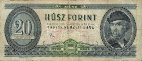 11db magyar pengő és forint bankjegy tétel, benne: 1969. 10Ft (3x), 1980. 20Ft (3x), 1936. 10P, 1944...