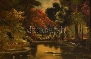 N. Balázs Imre jelzéssel: Vízparti táj. Olaj, vászon. Dekoratív, kissé sérült fakeretben. 63x96 cm. KIZÁRÓLAG SZEMÉLYES ÁTVÉTEL, NEM POSTÁZZUK! / ONLY PERSONAL COLLECTION AT OUR OFFICE!