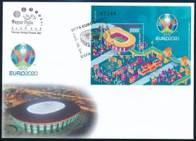 2021 UEFA EURO 2020 - Labdarúgó EB blokk FDC-n. Csak körülbelül fél évig értékesíthette a Posta, mert az UEFA megtiltotta az embléma használatát, RR!