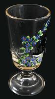 Szecessziós fecskemintás talpas pohár, m: 14,5 cm