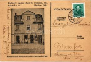 Budapest VII. Budapesti Ingatlan Bank Rt. reklámja. Rákóczi út 10. Kamatmentes BIB kölcsönnel tehermentesített ház (EK)