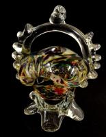 Murano 2 darab színezett üvegkosár, m: 12-15 cm
