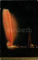 Moreni, Eruptiunea Sondei N. 26. Regalul-Roman. / oil plant, explosion, drilling tower (EB)