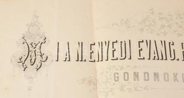 1869 A Nagyenyedi Evangélikus Reformált Bethlen Főtanoda dekoratív metszett fejlécű bizonyítványa Ke...