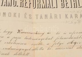 1869 A Nagyenyedi Evangélikus Reformált Bethlen Főtanoda dekoratív metszett fejlécű bizonyítványa Ke...