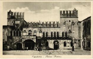 Koper, Capodistria, Capo D'Istria; Palazzo Pretorio. Benedetto Lonzar / palace, market vendors