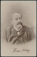 cca 1902 Tábori (Tauber) Róbert (1855-1906) író, újságíró Tutsek Anna írónő férje és Tábori Piroska írónő apjának fényképe képeslapként terjesztve, 14×8,5 cm