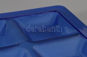 Négyosztatú királykék üveg díszelem, hibátlan, 30x30 cm