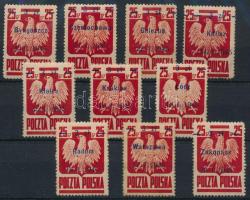 Lengyelország 1945 Mi 390 I-X (ca Mi EUR 120,-) (foltok / spots)