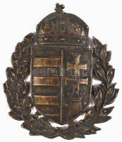 Bronz kiscímer babérágakkal, akasztóval, 12x10 cm