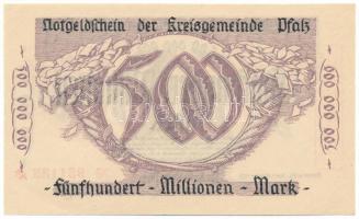 Német Birodalom / Weimari Köztársaság / Pfalz 1923. 500.000.000M szükségpénz vízjeles papíron, &quot...
